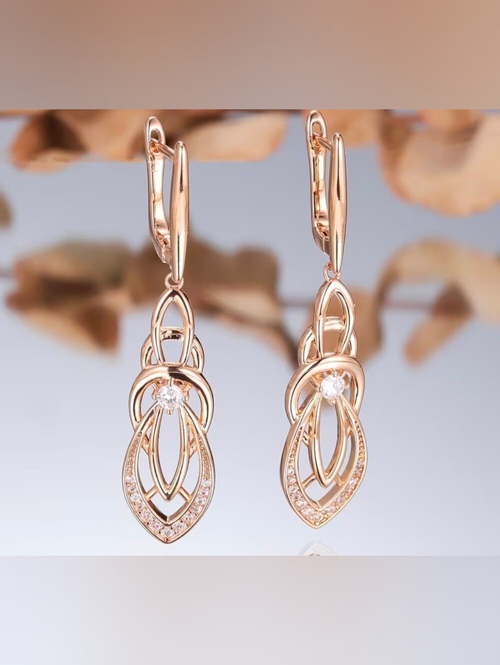 $8 Each Or Bundle 5/$20 Rose Gold Drop Earrings with Cubic Zirconia Accents